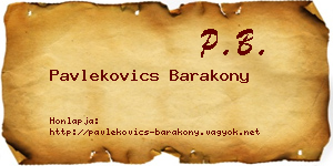 Pavlekovics Barakony névjegykártya